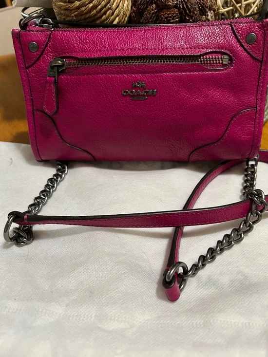 Coach Hot Pink Pebbled Leather Crossbody Bag - Picture 1 of 6